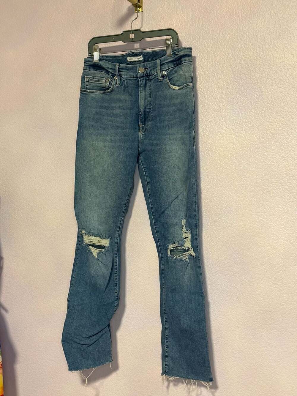 Good American High Rise Distressed Jeans Size 8/29 Blue
